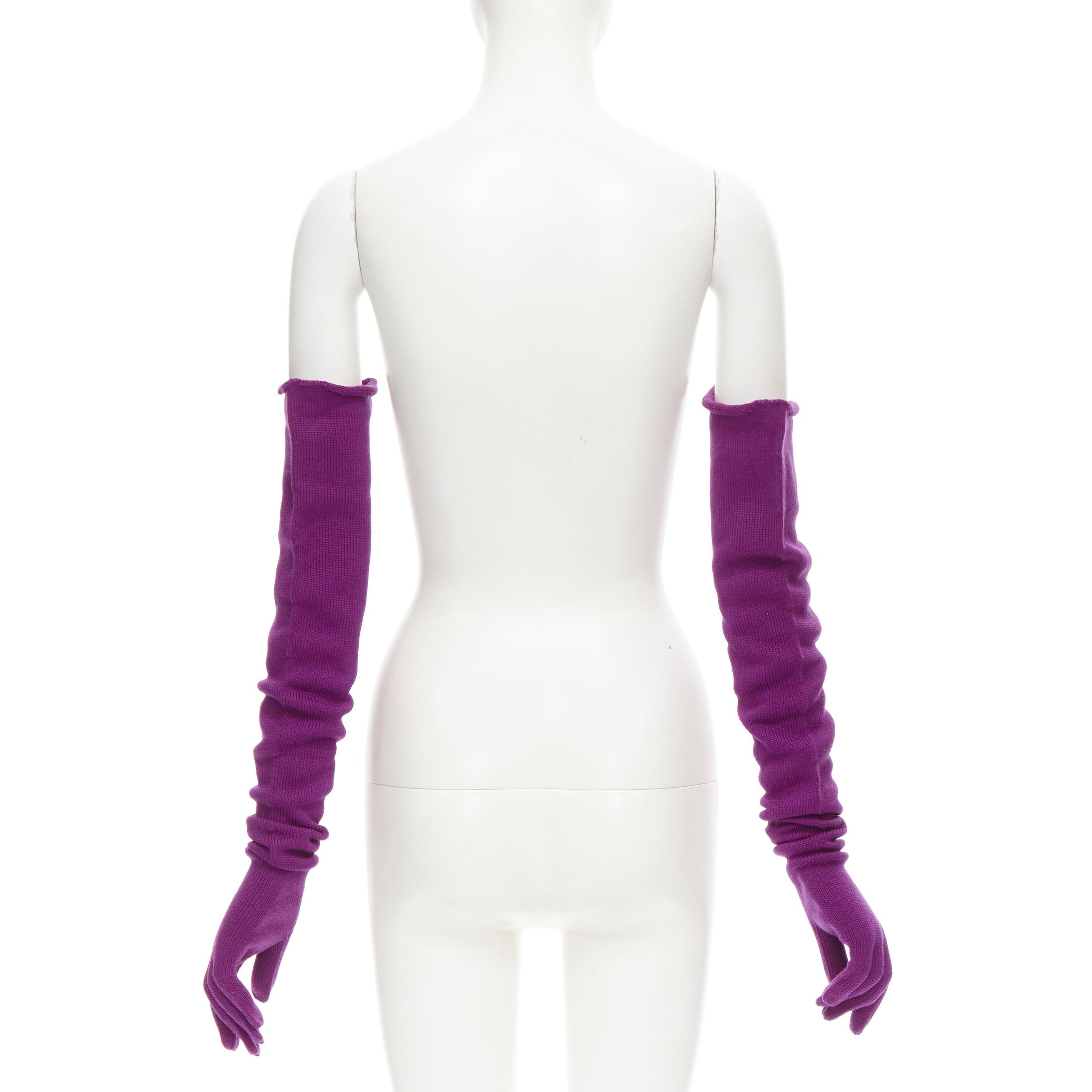 Women's COMME DES GARCONS 1996 Vintage Runway purple wool knit full opera gloves rare