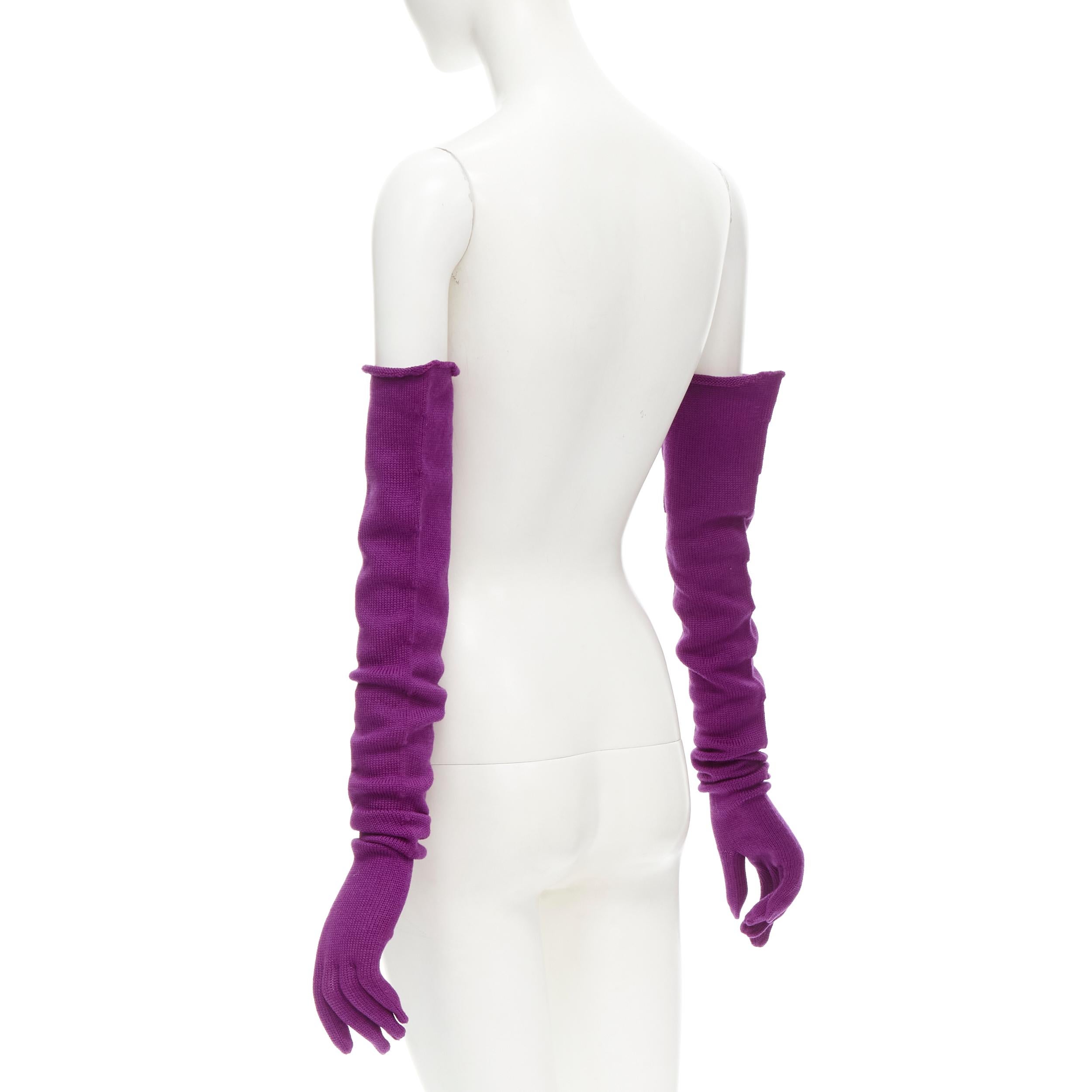 COMME DES GARCONS 1996 Vintage Runway purple wool knit full opera gloves rare 1
