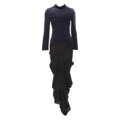 COMME DES GARCONS 1997 Lumps Bumps black padded irregular top gathered skirt M