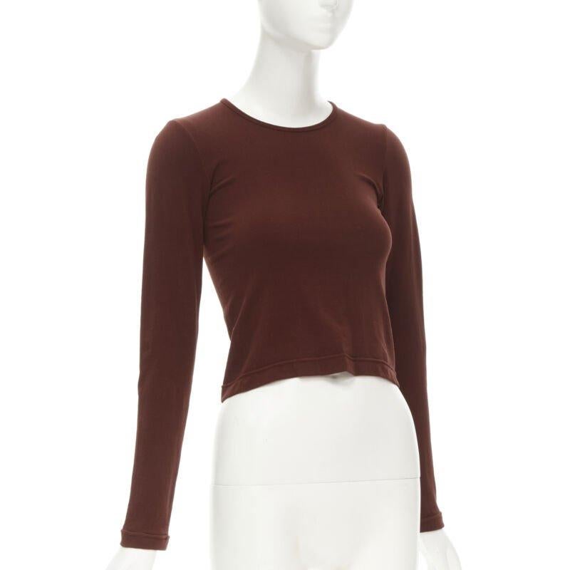 Black COMME DES GARCONS 1997 Lumps Bumps brown nylon blend crew neck knit cropped top For Sale