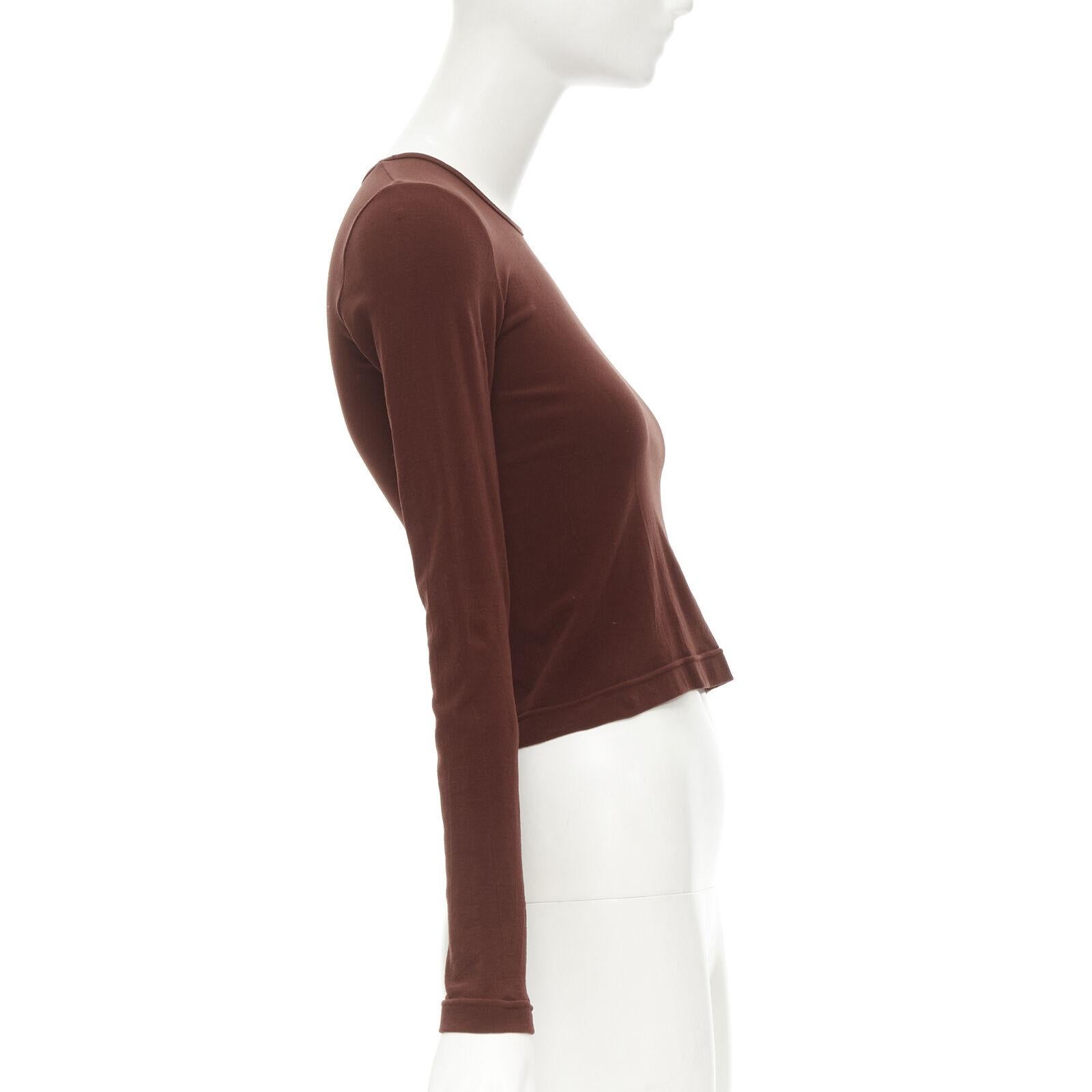 COMME DES GARCONS 1997 Lumps Bumps brown nylon blend crew neck knit cropped top In Excellent Condition For Sale In Hong Kong, NT