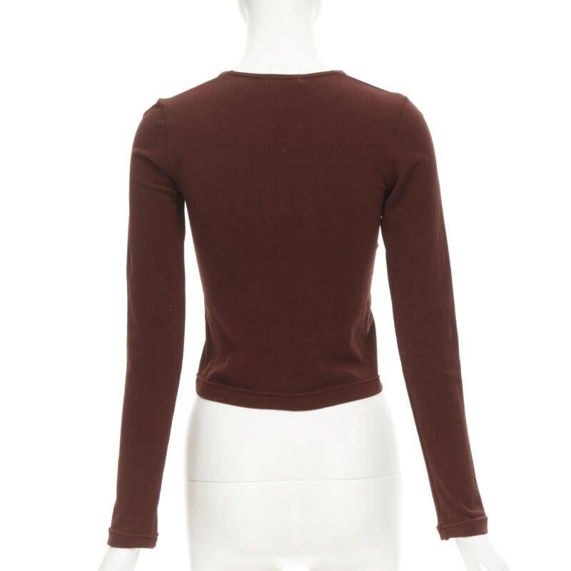 Women's COMME DES GARCONS 1997 Lumps Bumps brown nylon blend crew neck knit cropped top For Sale
