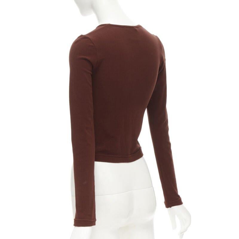 COMME DES GARCONS 1997 Lumps Bumps brown nylon blend crew neck knit cropped top For Sale 1
