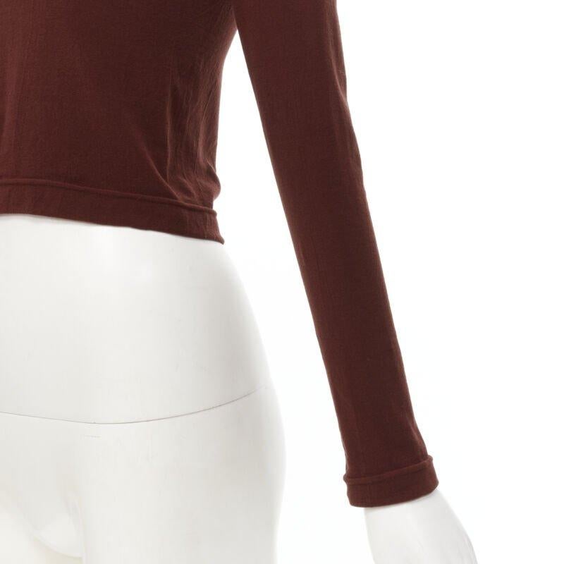 COMME DES GARCONS 1997 Lumps Bumps brown nylon blend crew neck knit cropped top 2
