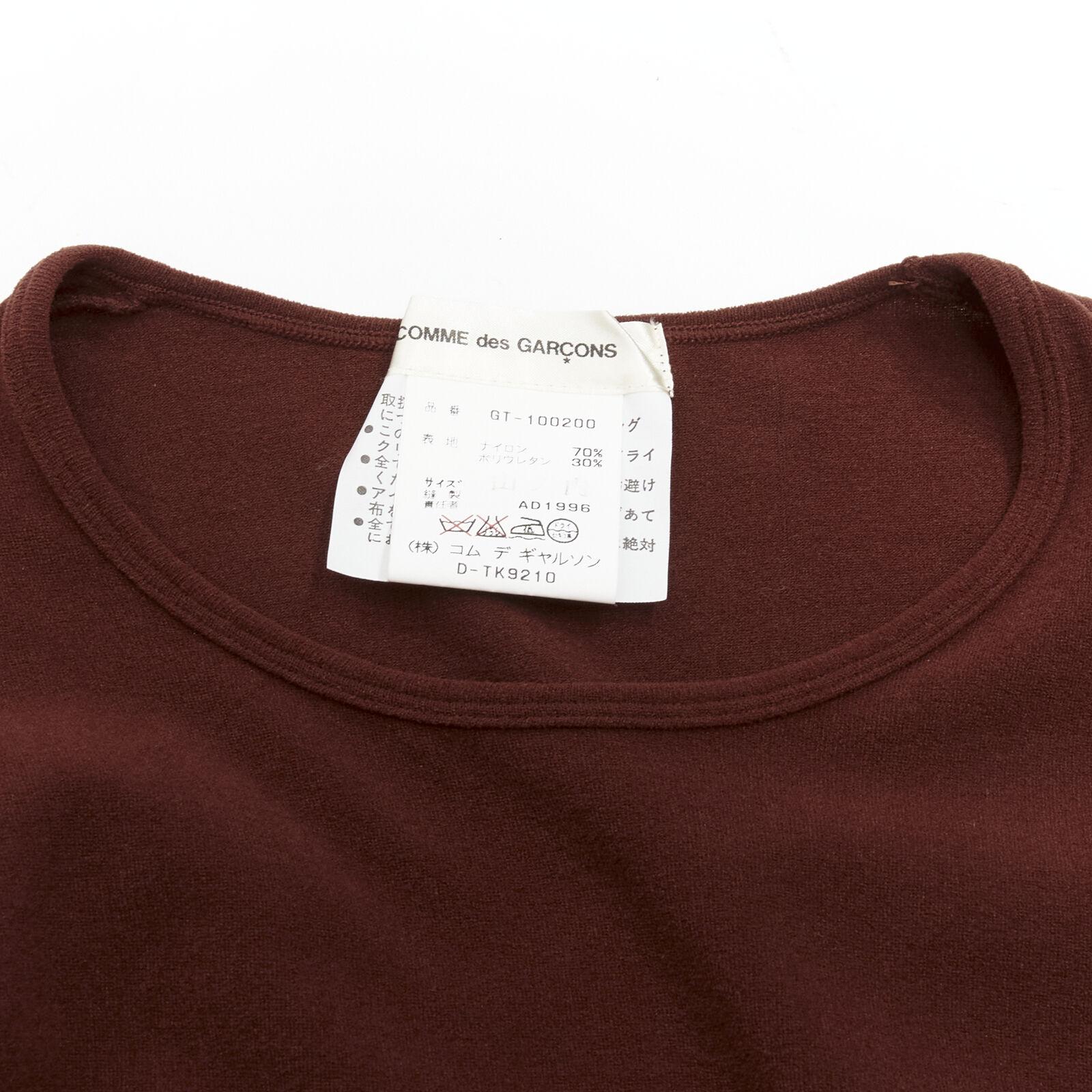 COMME DES GARCONS 1997 Lumps Bumps brown nylon blend crew neck knit cropped top For Sale 3