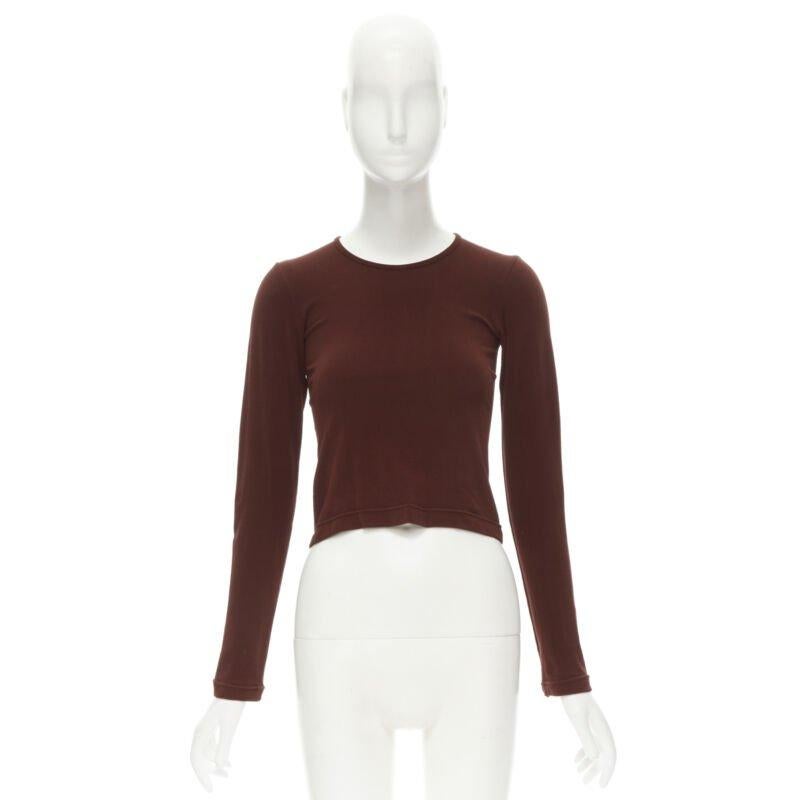 COMME DES GARCONS 1997 Lumps Bumps brown nylon blend crew neck knit cropped top For Sale 4