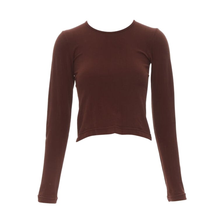 Pre-owned Comme Des Garçons Homme Deux Comme Des Garcons 1997 Lumps Bumps Brown Nylon Blend Crew Neck Knit Cropped Top