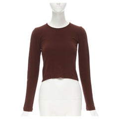 COMME DES GARCONS 1997 Lumps Bumps brown nylon blend crew neck knit cropped top