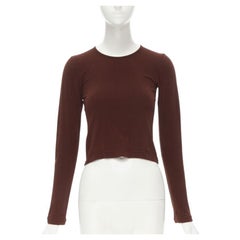 COMME DES GARCONS 1997 Lumps Bumps brown nylon blend crew neck knit cropped top