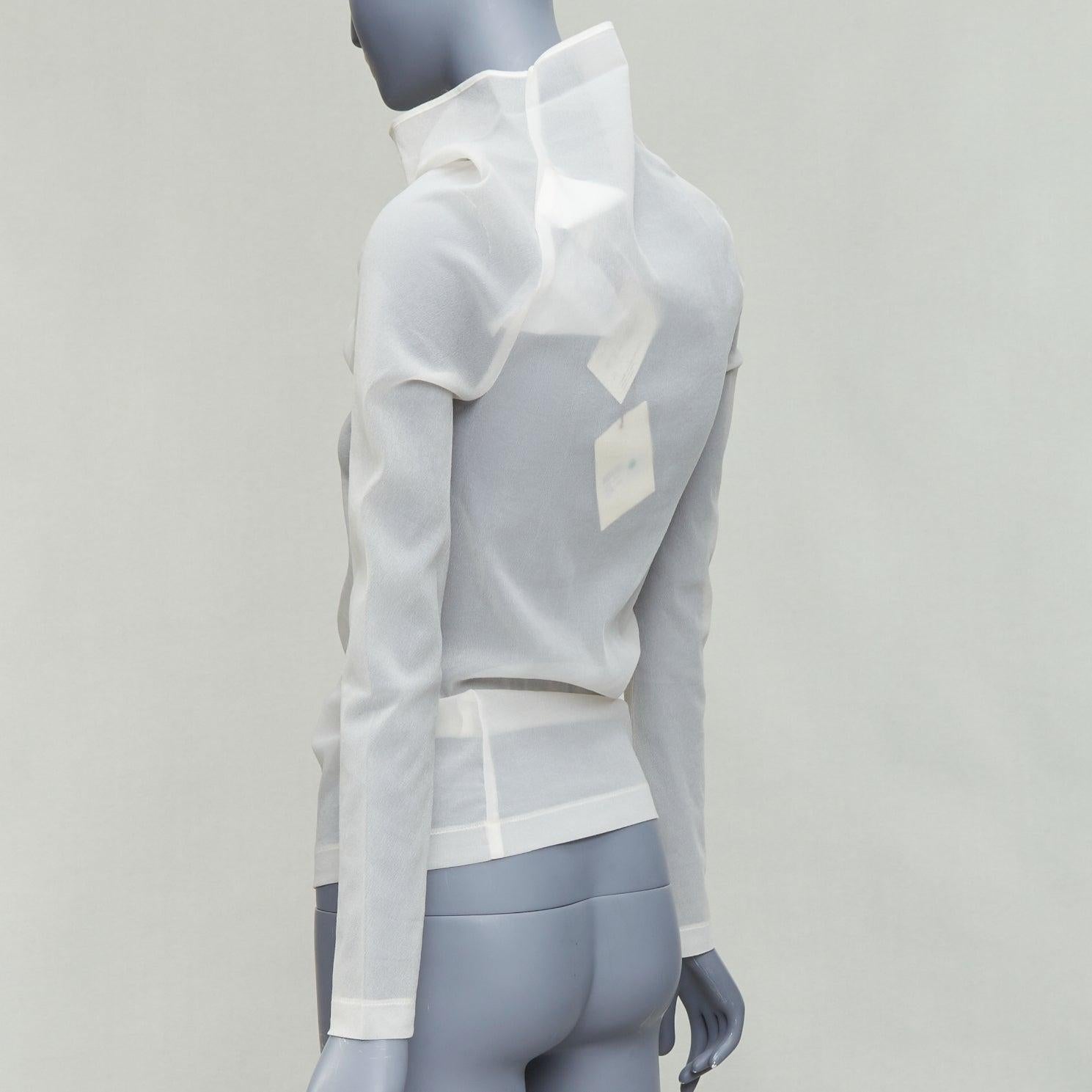 COMME DES GARCONS 1997 Lumps Bumps off white sheer turtleneck top S 1