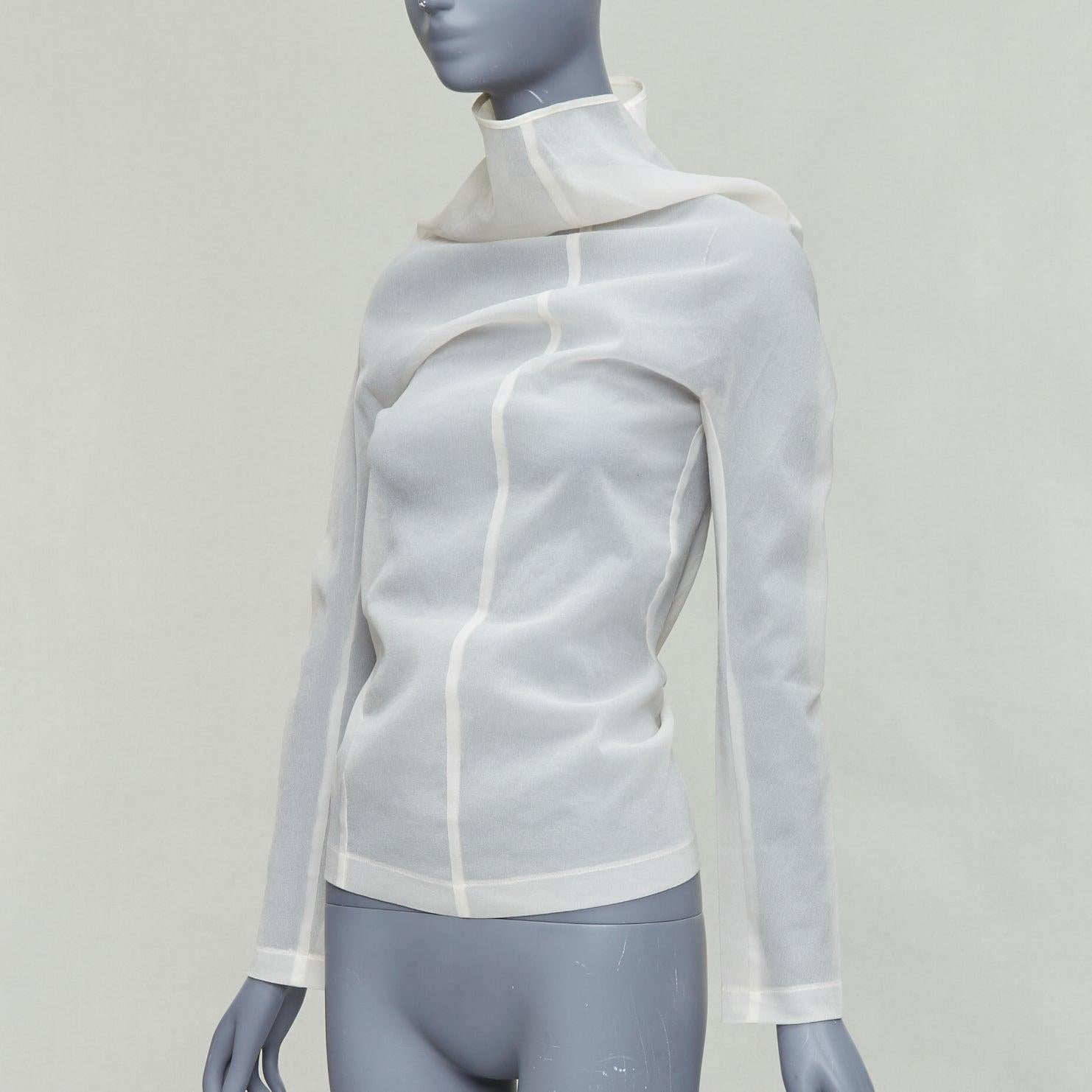 COMME DES GARCONS 1997 Lumps Bumps off white sheer turtleneck top S 2