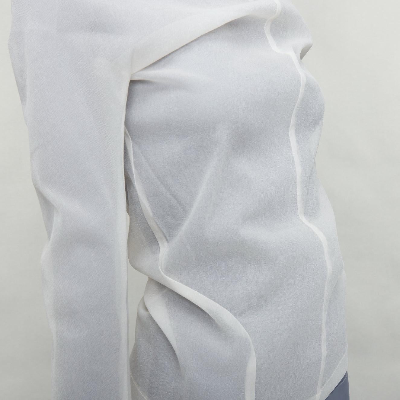 COMME DES GARCONS 1997 Lumps Bumps off white sheer turtleneck top S 4