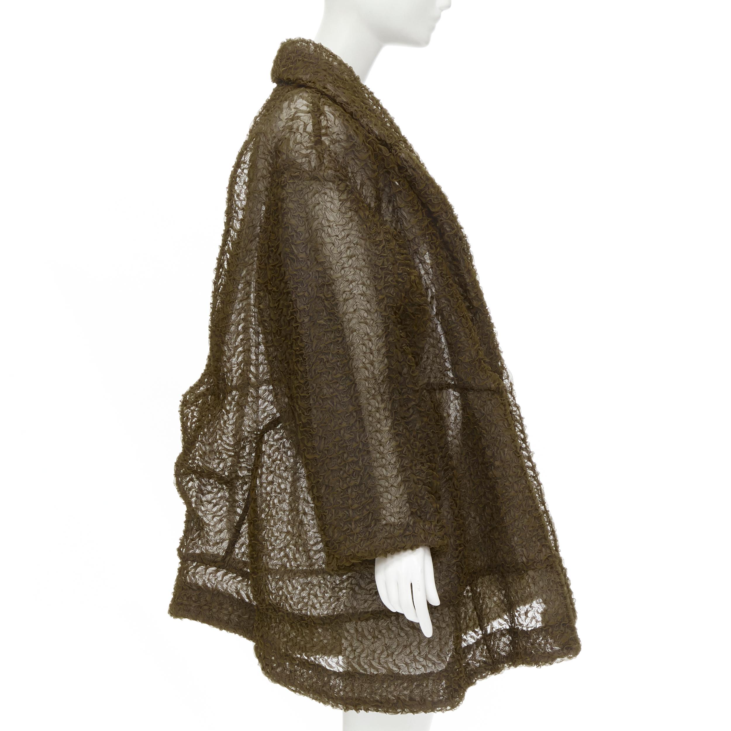 COMME DES GARCONS 1997 Runway Lumps and Bumps brown organza tulle cocoon coat S In Excellent Condition For Sale In Hong Kong, NT