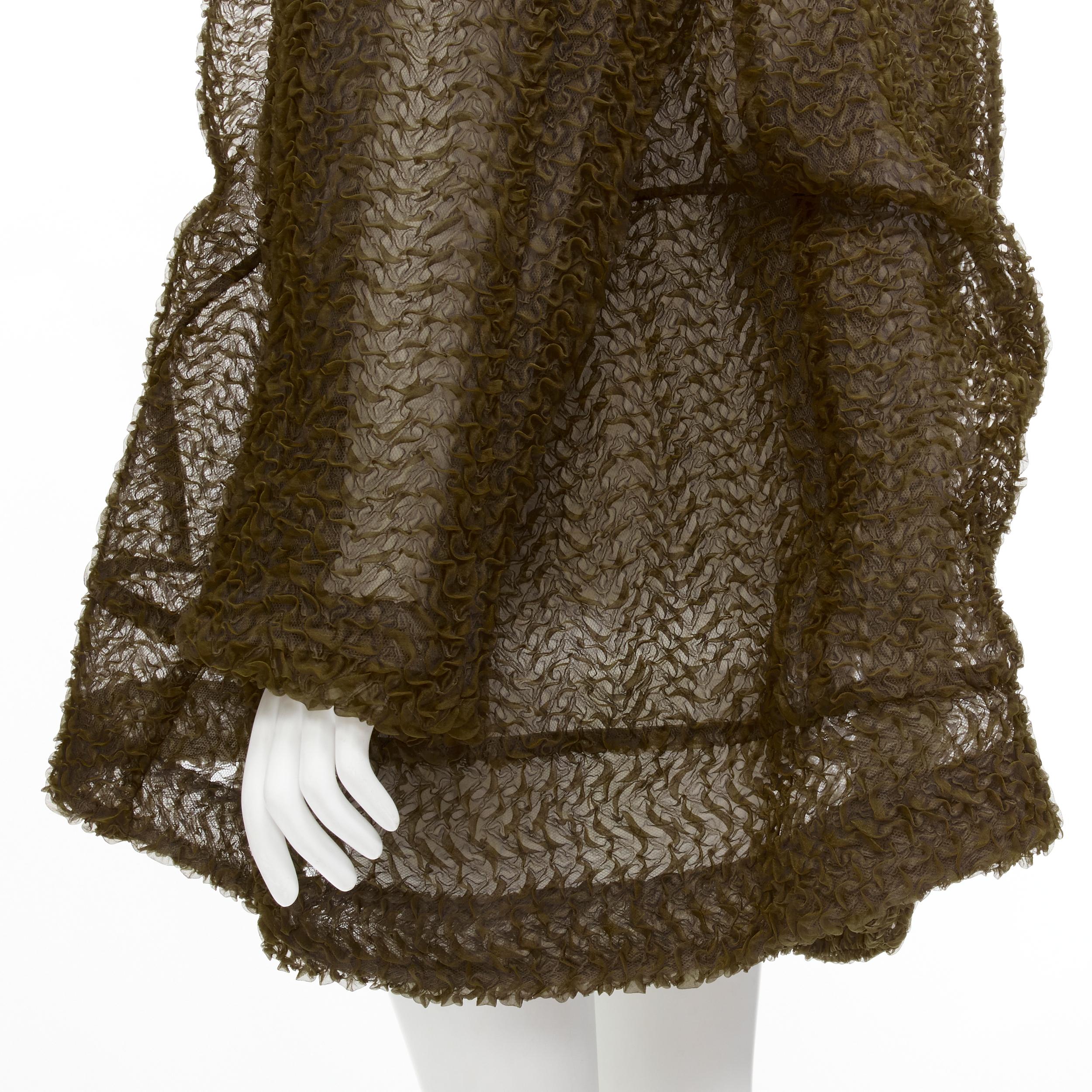 COMME DES GARCONS 1997 Runway Lumps and Bumps brown organza tulle cocoon coat S 4