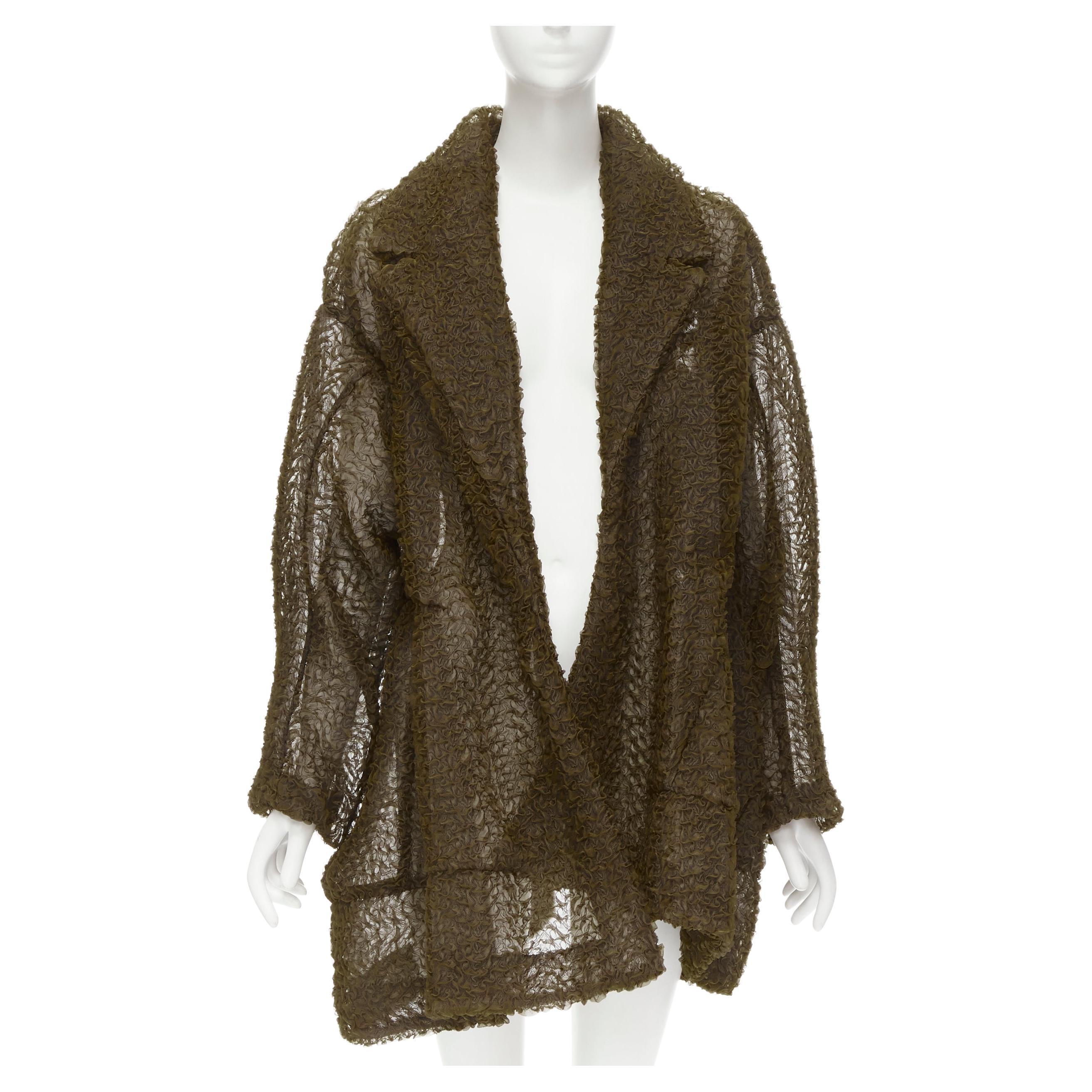 COMME DES GARCONS 1997 Runway Lumps and Bumps brown organza tulle cocoon coat S For Sale