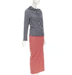 COMME DES GARCONS 1997 Vintage Lumps and Bumps gingham checked blue red set