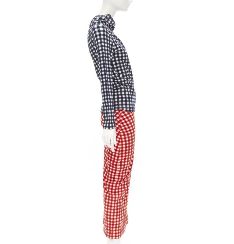 Brown COMME DES GARCONS 1997 Vintage Lumps and Bumps gingham checked blue red set For Sale
