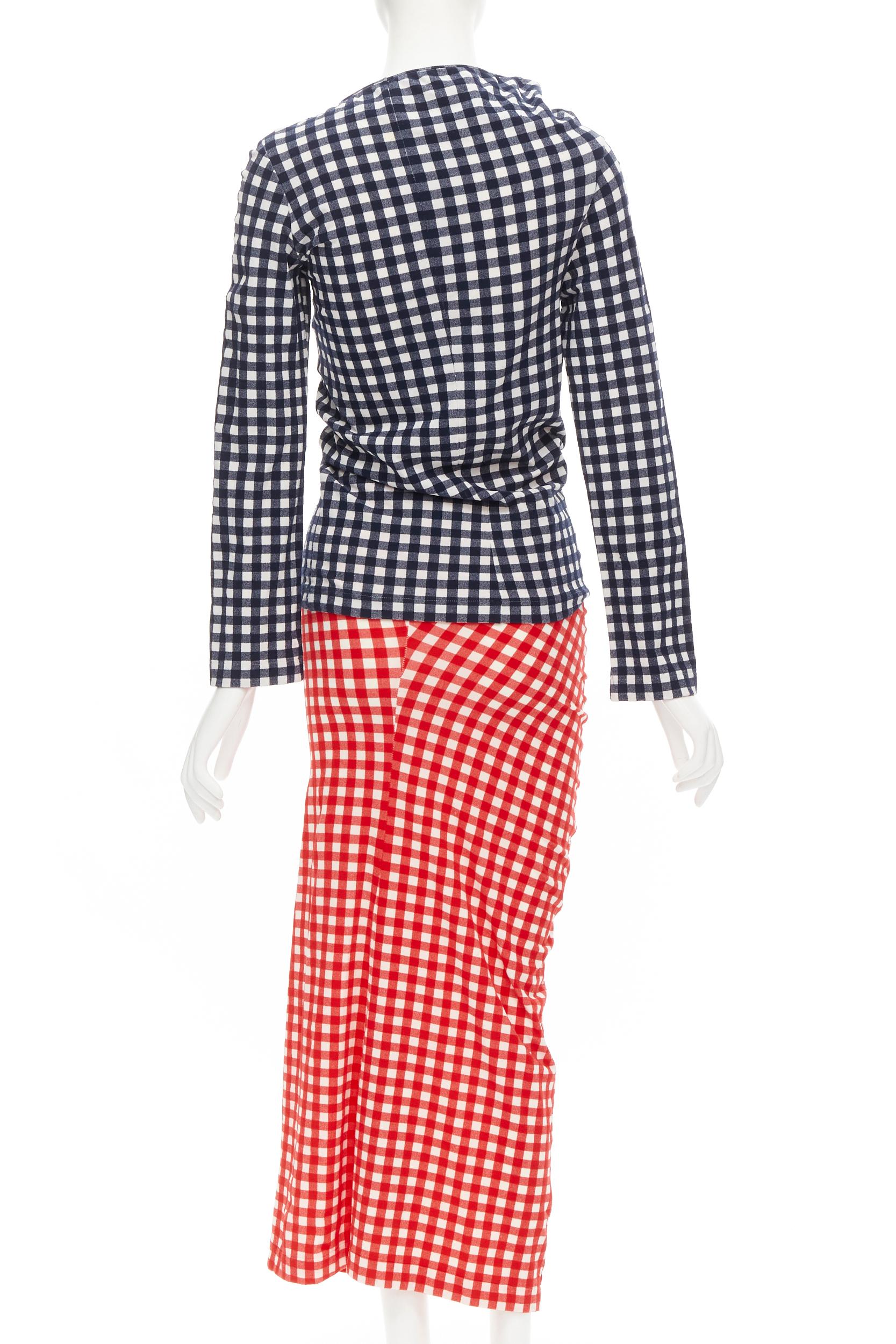 COMME DES GARCONS 1997 Vintage Lumps and Bumps gingham checked blue red set In Excellent Condition In Hong Kong, NT