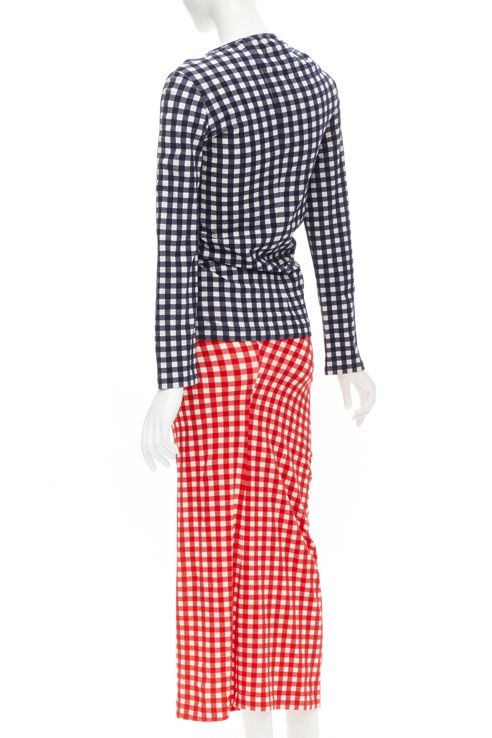Women's COMME DES GARCONS 1997 Vintage Lumps and Bumps gingham checked blue red set