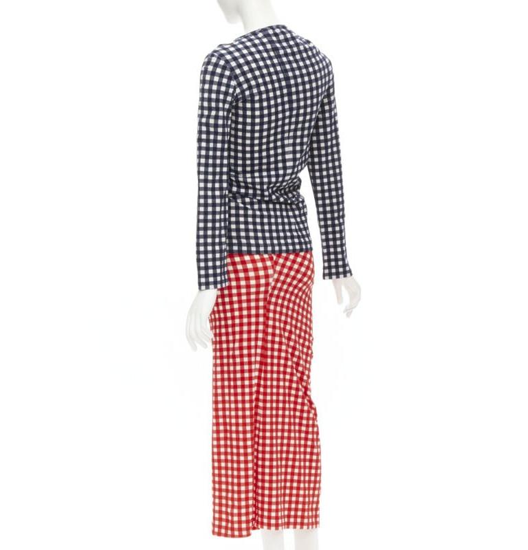 Women's COMME DES GARCONS 1997 Vintage Lumps and Bumps gingham checked blue red set For Sale