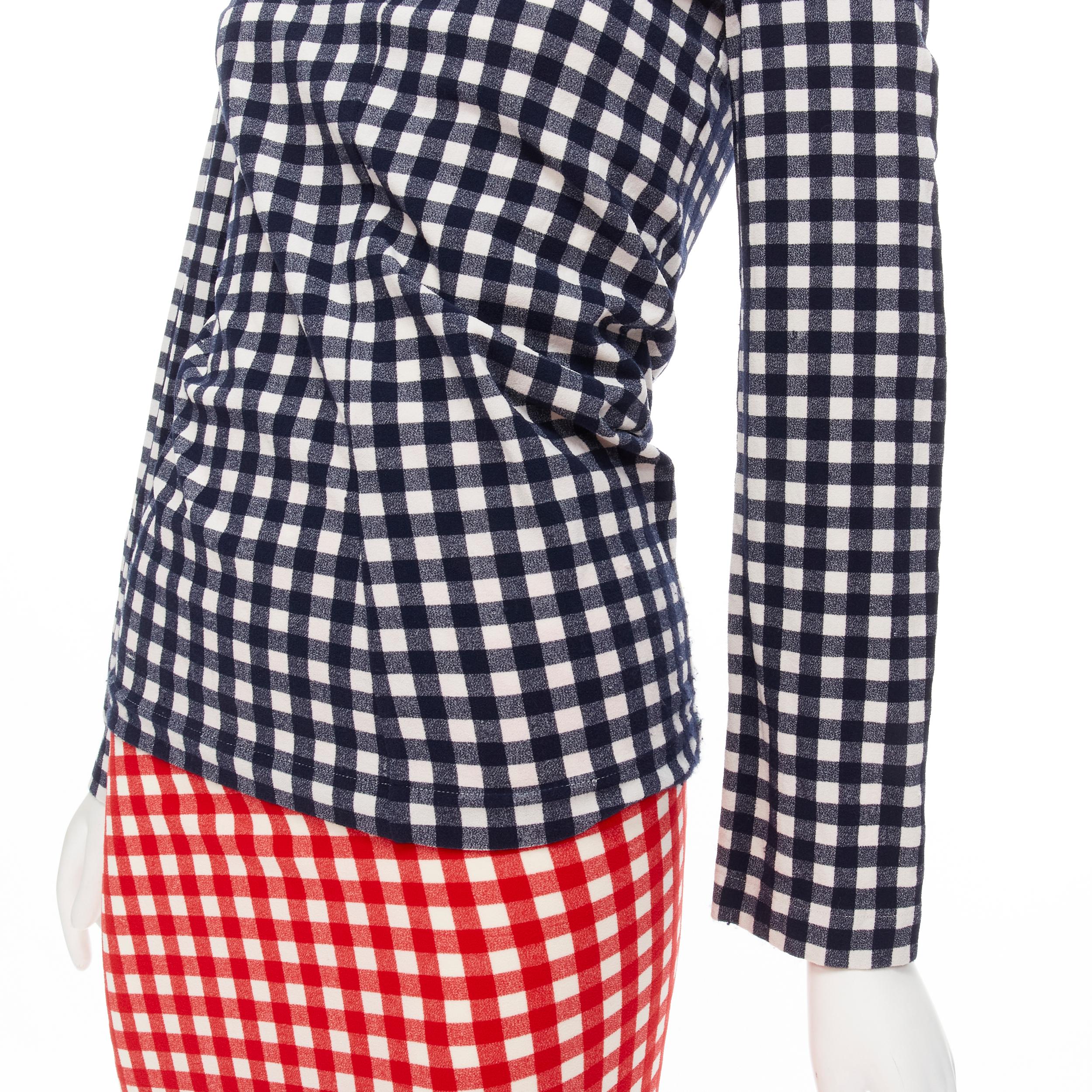 COMME DES GARCONS 1997 Vintage Lumps and Bumps gingham checked blue red set For Sale 2