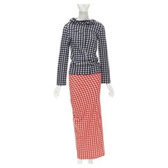 COMME DES GARCONS 1997 Vintage Lumps and Bumps gingham checked blue red set