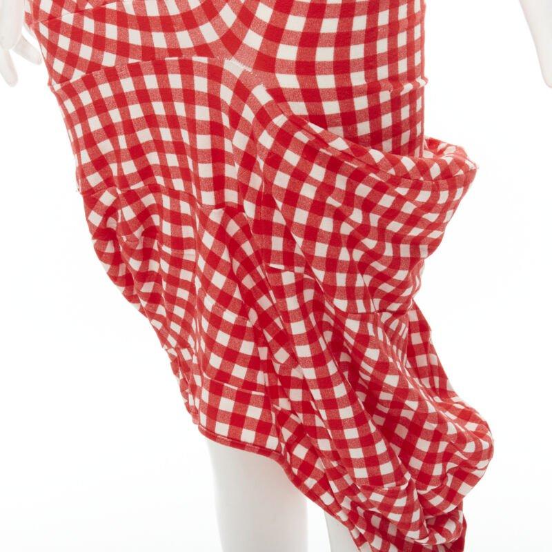 COMME DES GARCONS 1997 Vintage Lumps and Bumps red sheer top irregular skirt S 5