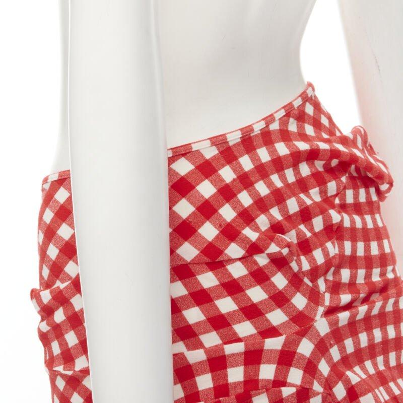 COMME DES GARCONS 1997 Vintage Lumps and Bumps red sheer top irregular skirt S 6