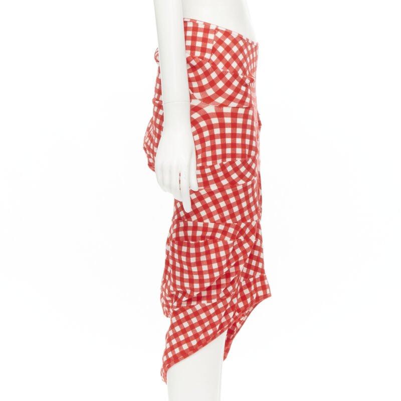 COMME DES GARCONS 1997 Vintage Lumps and Bumps red sheer top irregular skirt S 2