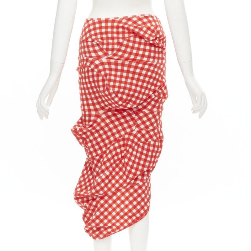 COMME DES GARCONS 1997 Vintage Lumps and Bumps red sheer top irregular skirt S 3