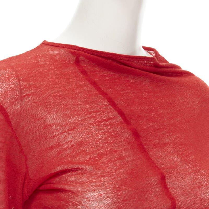 COMME DES GARCONS 1997 Vintage Lumps and Bumps red sheer top irregular skirt S 4