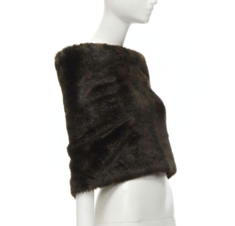 COMME DES GARCONS 1997 Vintage Runway dark brown faux fur slit back shawl scarf In Excellent Condition In Hong Kong, NT
