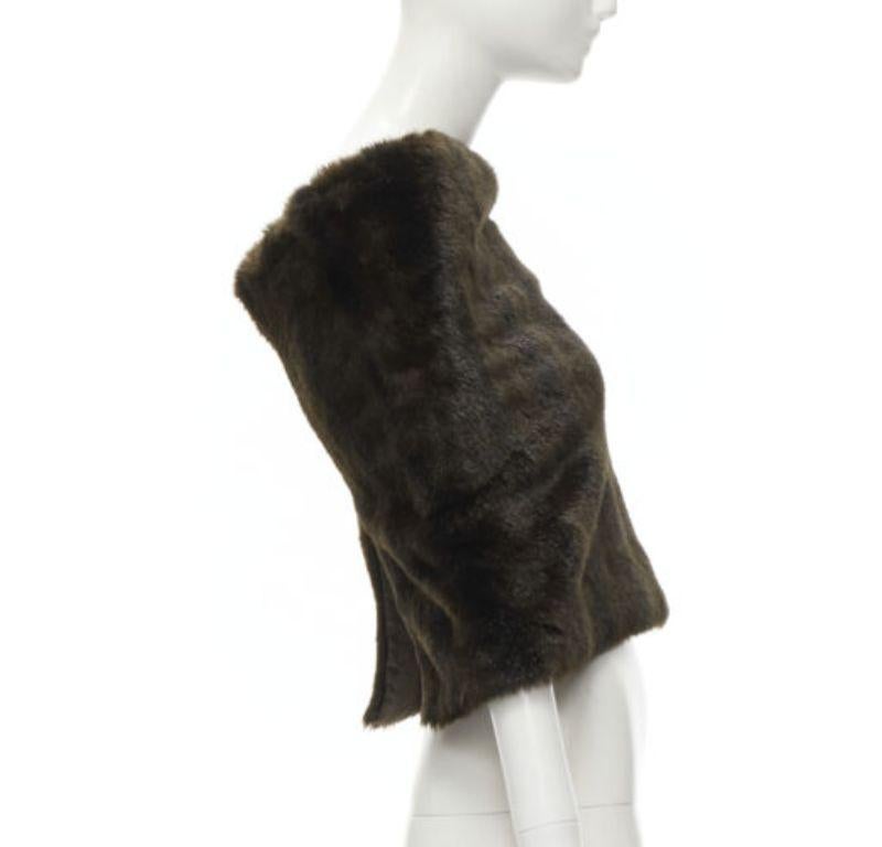 Women's COMME DES GARCONS 1997 Vintage Runway dark brown faux fur slit back shawl scarf