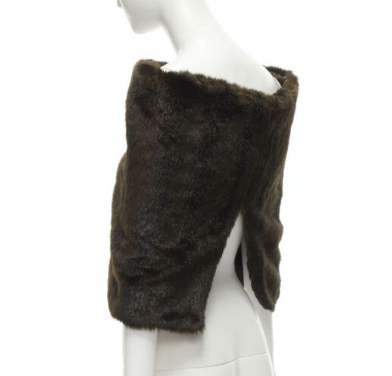 COMME DES GARCONS 1997 Vintage Runway dark brown faux fur slit back shawl scarf 2