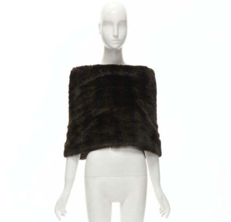 COMME DES GARCONS 1997 Vintage Runway dark brown faux fur slit back shawl scarf 4