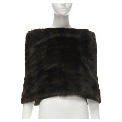 COMME DES GARCONS 1997 Vintage Runway dark brown faux fur slit back shawl scarf