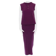 COMME DES GARCONS 1998 dual layered top design purple cotton long dress S
