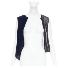 COMME DES GARCONS 1998 Vintage Fusion gilet déconstruit en velours noir marine