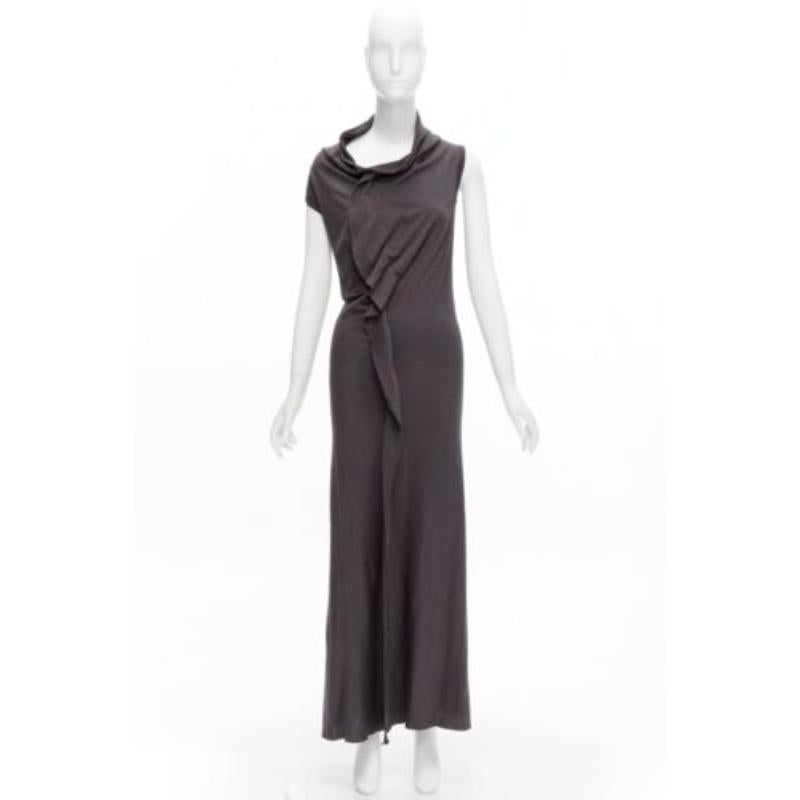 COMME DES GARCONS 1998 Vintage grey cowl neck flutter seam 3D cut midi dress S For Sale 5