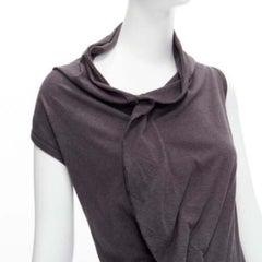 COMME DES GARCONS 1998 Vintage grey cowl neck flutter seam 3D cut midi dress S