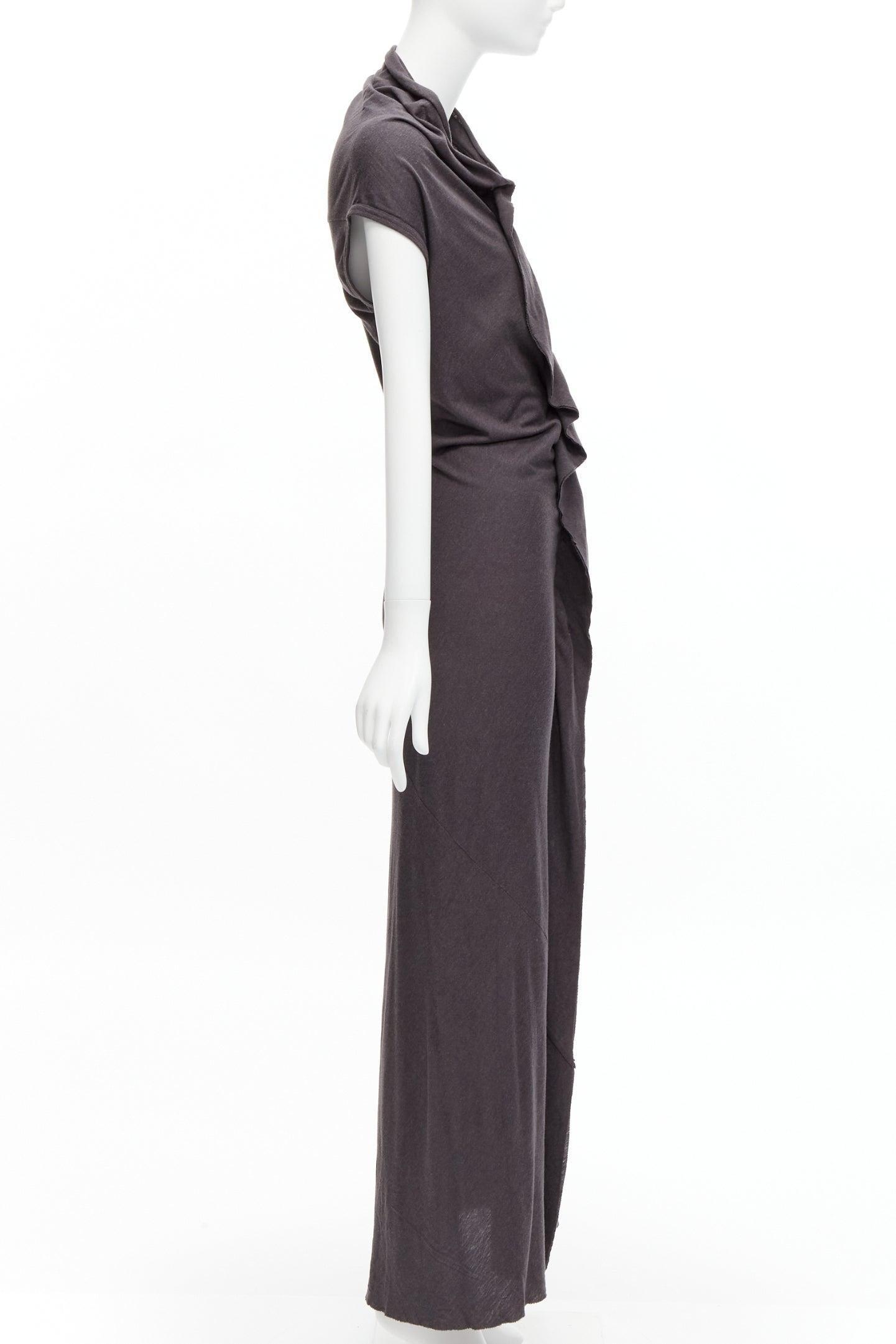 COMME DES GARCONS 1998 Vintage grey cowl neck flutter seam 3D cut midi dress S In Good Condition For Sale In Hong Kong, NT