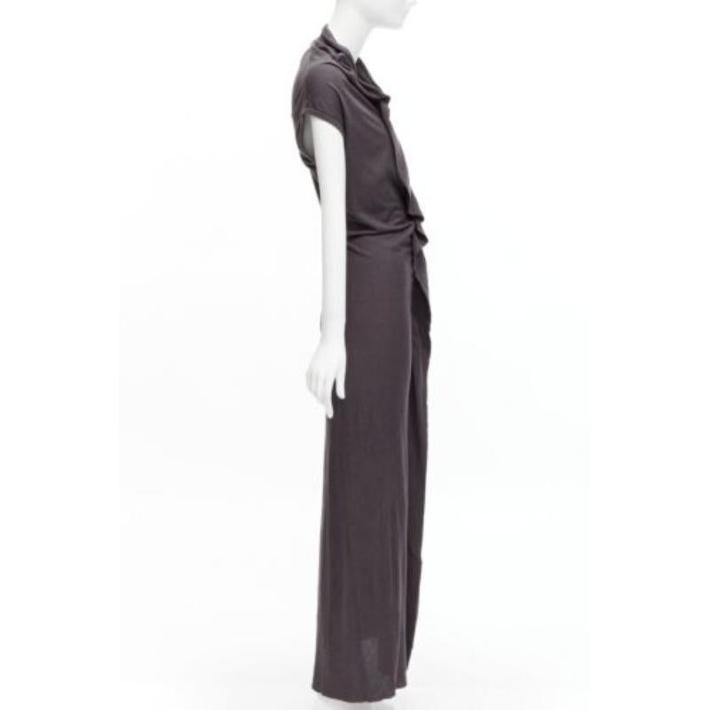 COMME DES GARCONS 1998 Vintage grey cowl neck flutter seam 3D cut midi dress S In Good Condition For Sale In Hong Kong, NT