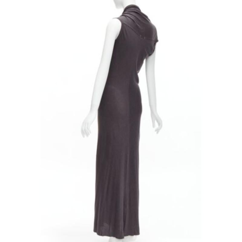 COMME DES GARCONS 1998 Vintage grey cowl neck flutter seam 3D cut midi dress S For Sale 1