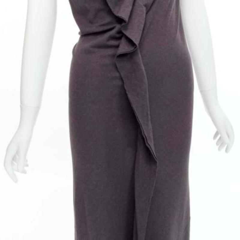 COMME DES GARCONS 1998 Vintage grey cowl neck flutter seam 3D cut midi dress S For Sale 2