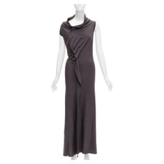 COMME DES GARCONS 1998 Vintage grey cowl neck flutter seam 3D cut midi dress S