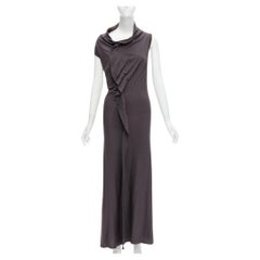 COMME DES GARCONS 1998 Vintage robe midi grise à col bénitier et coutures flottantes, coupe 3D S