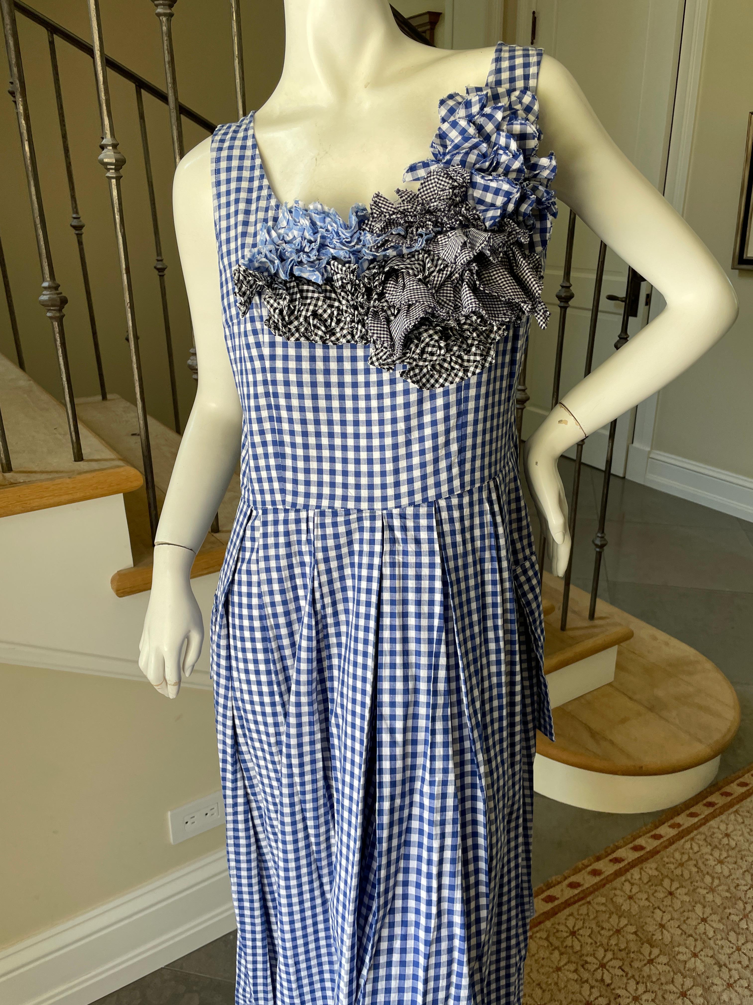 Comme des Garcons 1999 Gingham Cotton Dress with Gingham Floral Rosettes In Excellent Condition In Cloverdale, CA