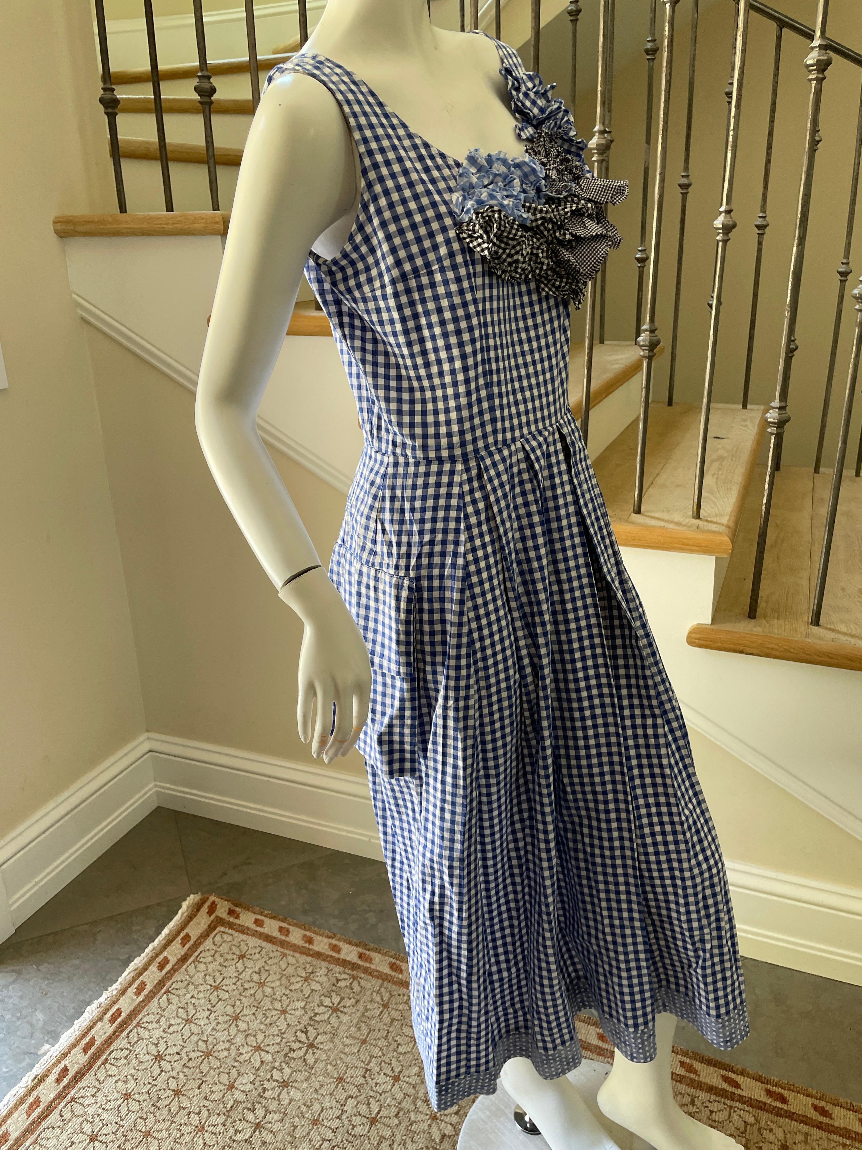 Comme des Garcons 1999 Gingham Cotton Dress with Gingham Floral Rosettes 2