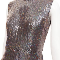 COMME DES GARCONS 1999 iridescent grey allover sequin sleeveless sheath dress S