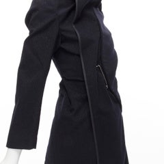 COMME DES GARCONS 1999 Vintage black silver pinstripe wool wrap draped coat S